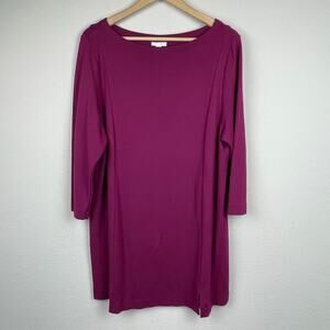 J. Jill Women's‎ XL Ponte Sheath Dress - Wine Purple - Long Sleeves, Boat Neck